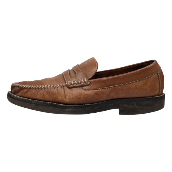 Tan Brown Leather Slip-On Penny Loafers - Picture 6 of 13